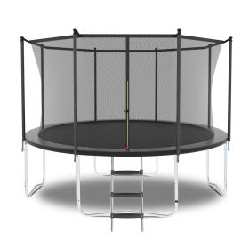 14FT Trampoline with Safety Enclosure Net, Outdoor Trampoline with Heavy Duty Jumping Mat and Spring Cover Padding for Kids and Adults (Color: as Pic)